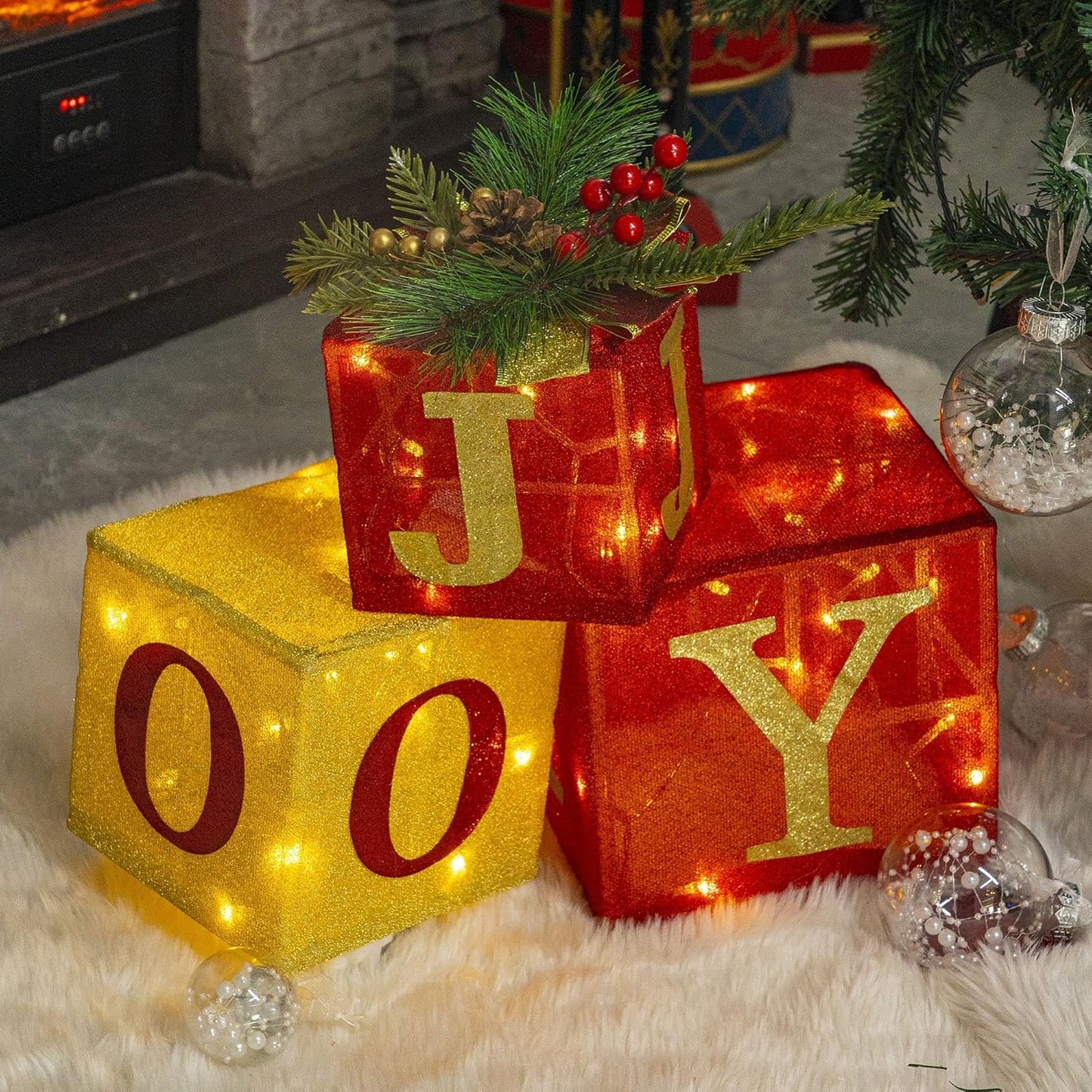 Set of 3 Lighted Christmas Gift Boxes β 60 Warm LED Pre-Lit Holiday Decorations for Indoor & Outdoor Display