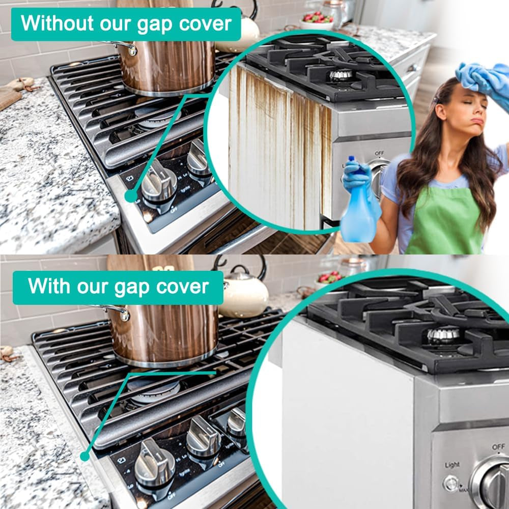 Silicone Stove Gap Covers 2 Pack (21”) – Heat Resistant Counter Filler Strips for Kitchen, Clear/White/Black Options