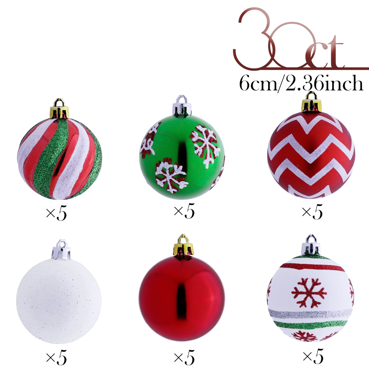 Valery Madelyn Classic Christmas Ornament Collection – Shatterproof Red, Green & White Holiday Ball Decorations