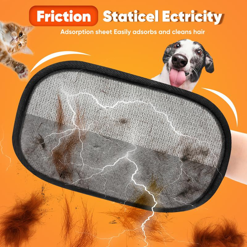 Pet Hair Remover Gloves – Reusable Electrostatic Grooming Mitt for Cats & Dogs, Removes Fur from Furniture, Cloths & Car Seats
