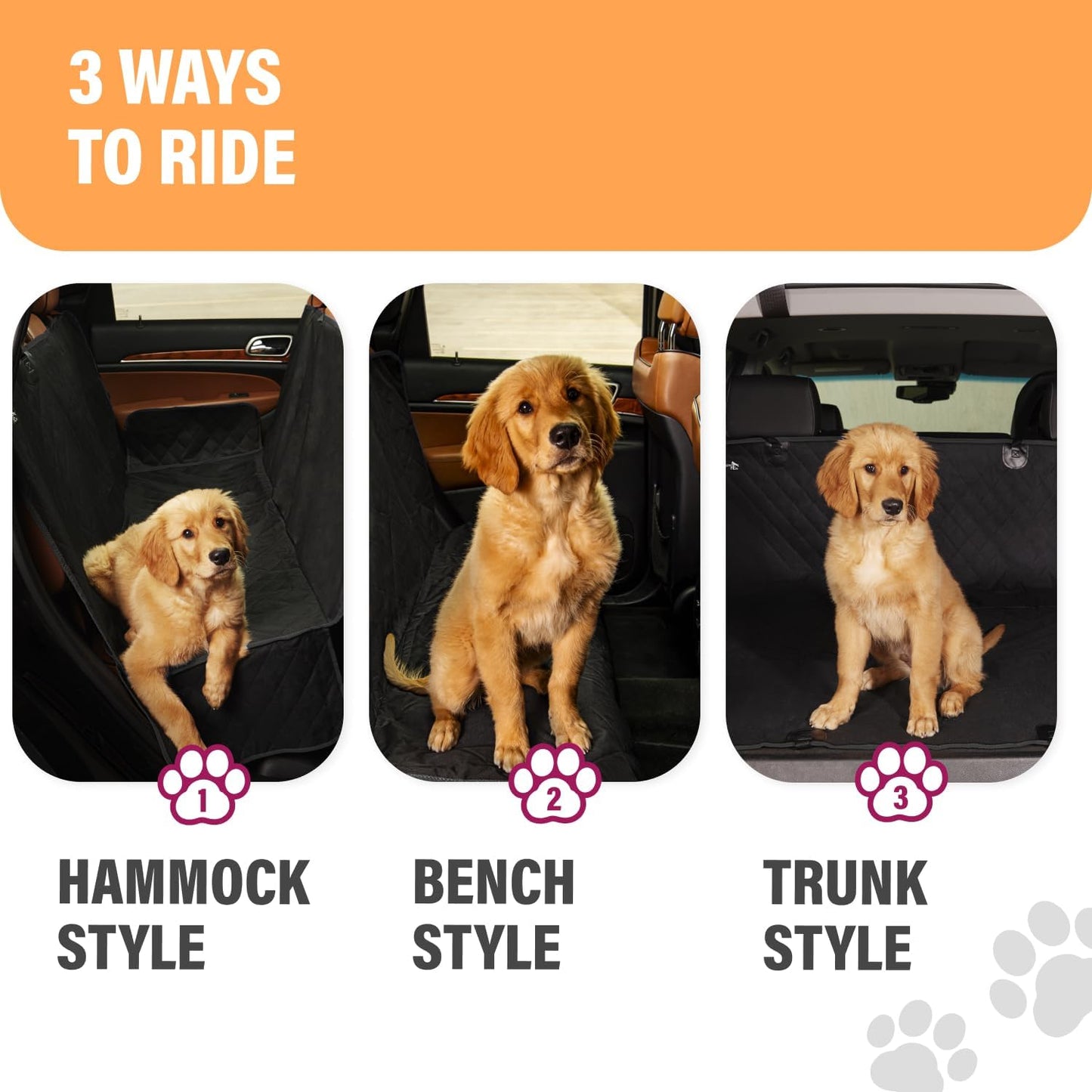 Waterproof Dog Car Seat Cover – Non-Slip Hammock Protector for Cars & SUVs (53" x 56")