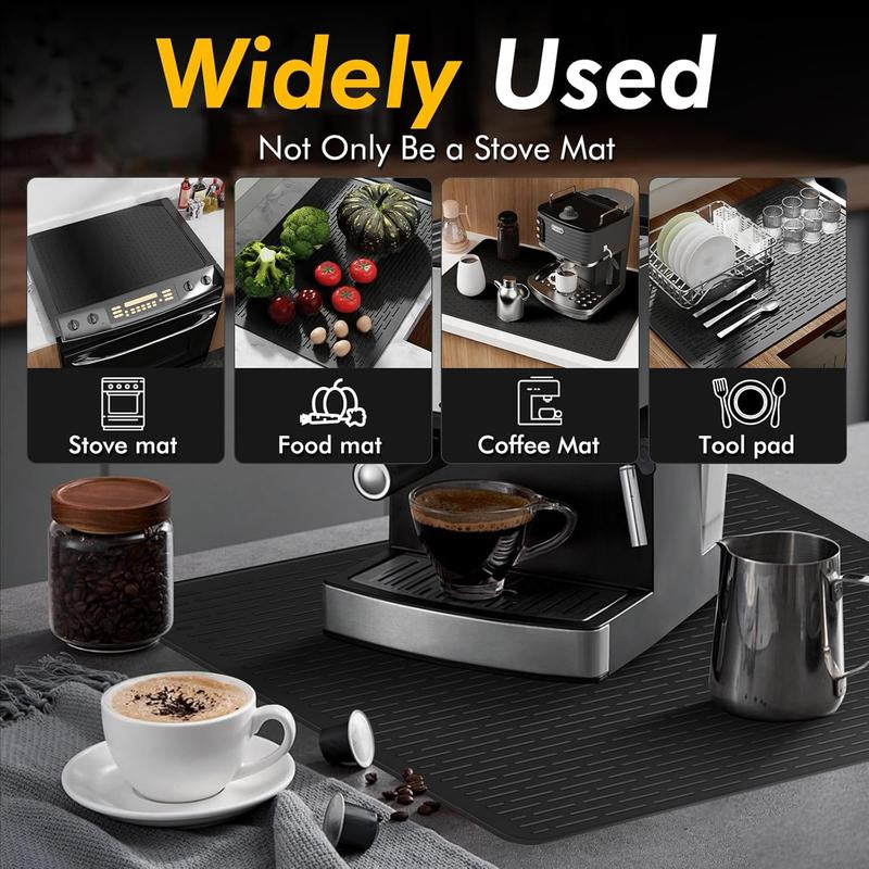 Silicone Glass Top Stove Cover – 28x20 Inch Heat-Resistant Cooktop Protector & Kitchen Drying Mat
