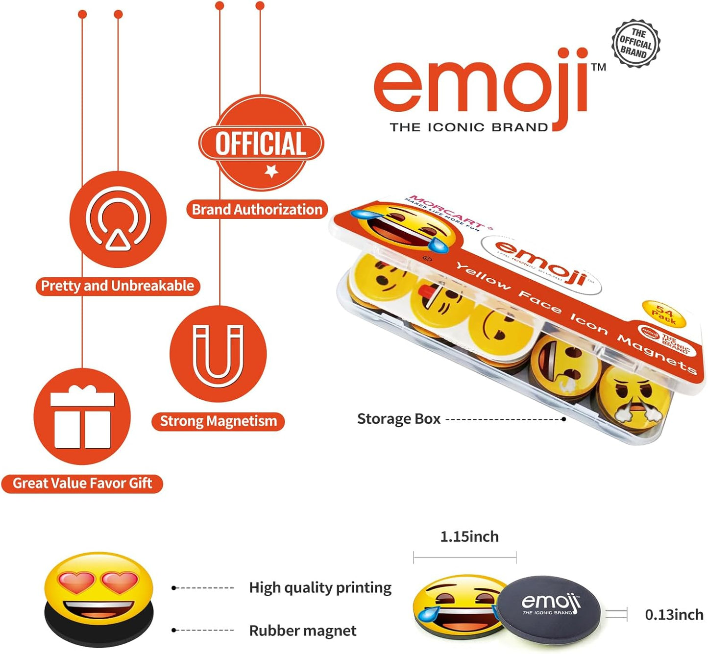 Cute Emoji Refrigerator Magnets β 54-Piece Strong Decorative Magnets for Locker, Whiteboard, Kitchen, and Classroom