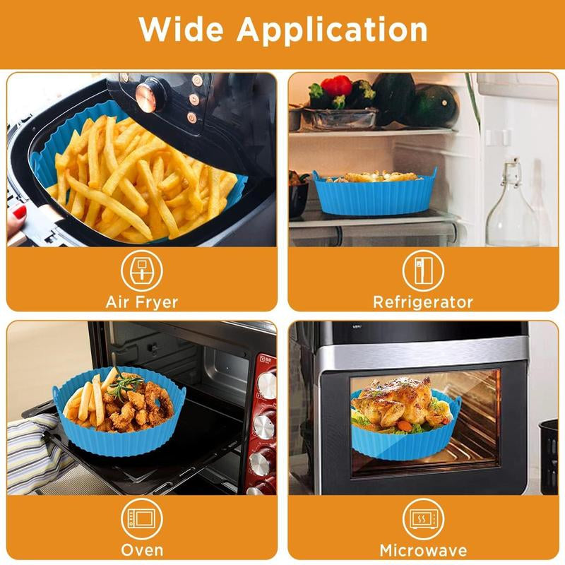 Air Fryer Liner with Handles – Reusable Silicone Insert, Heat Resistant & Non-Stick for Easy Cooking & Cleaning