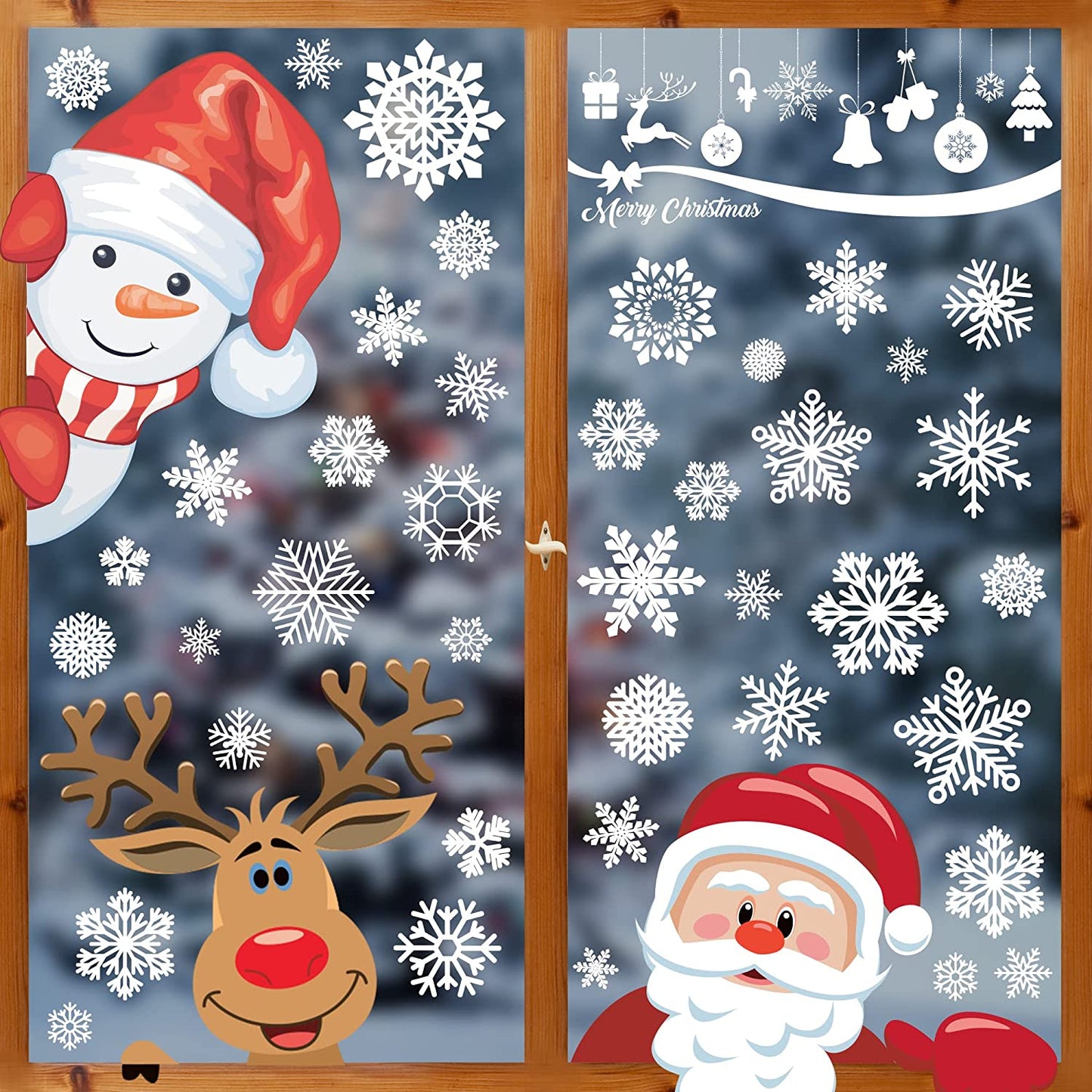 Holiday Window Clings – Cute Reusable Christmas Characters for Festive Home and Office Décor