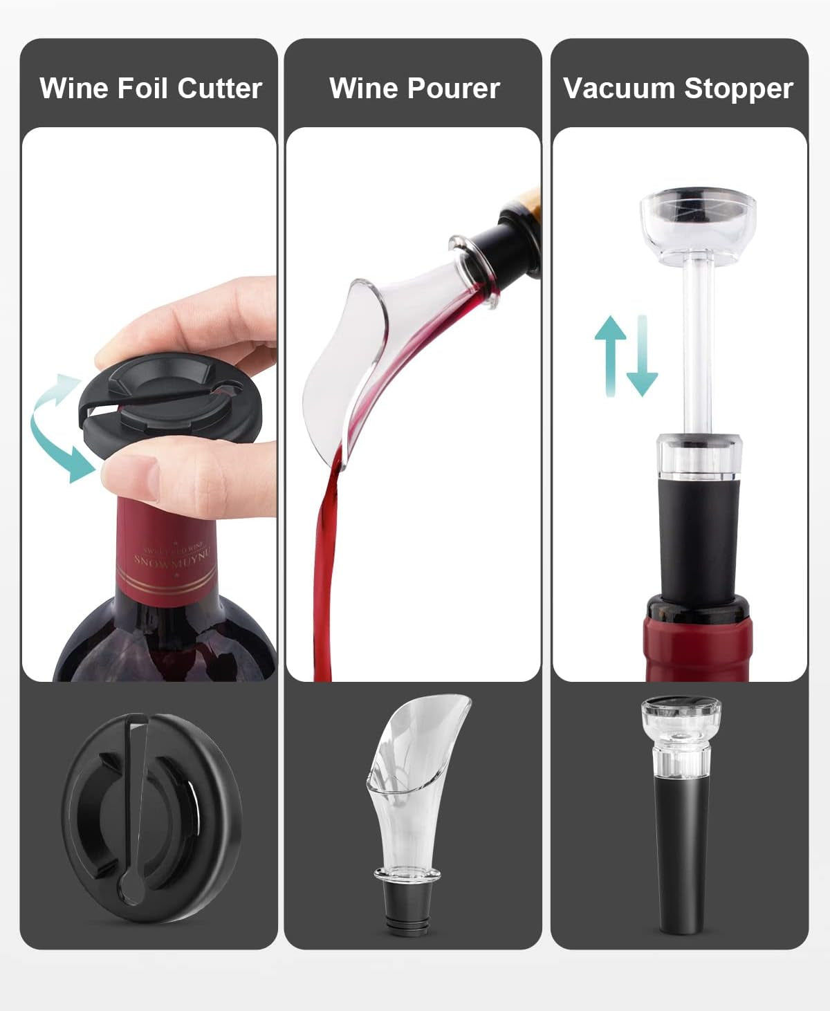 Automatic Electric Wine Opener Kit – Rechargeable Bottle Opener with Foil Cutter, Aerator Pourer & Wine Preserver Stopper- Silver
