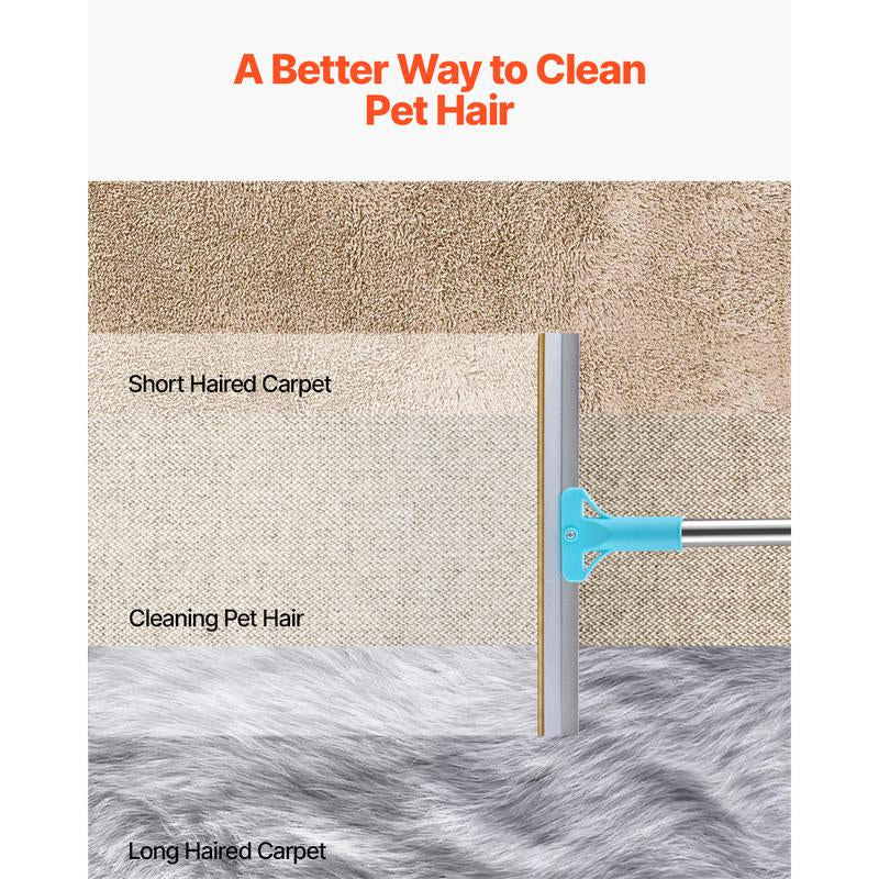 Pet Hair Removal Carpet Rake – Adjustable Long Handle Broom for Dog & Cat Fur on Carpets, Rugs, Furniture & Mats