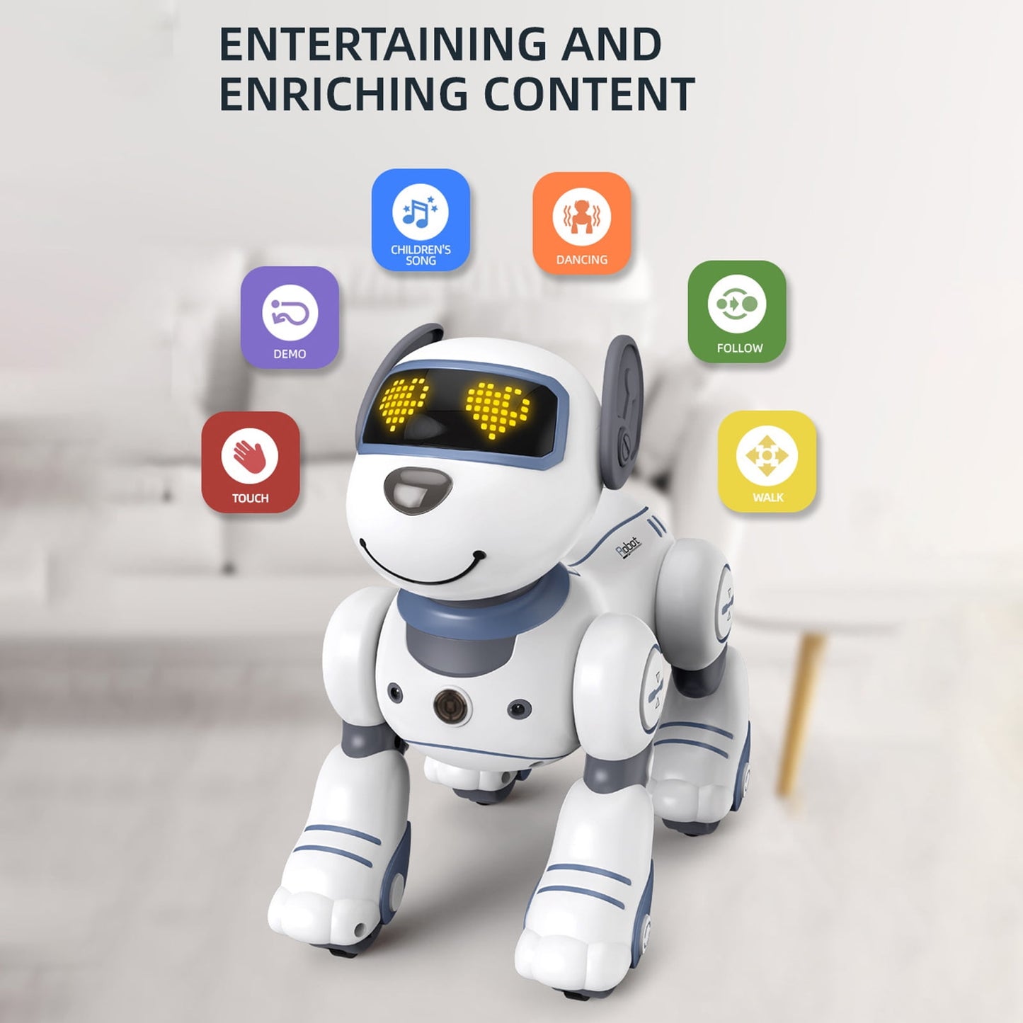 Interactive Robot Dog Toy for Kids β Remote Control Smart Pet with Touch & Follow, Singing, Dancing, and Programmable Play β Fun Gift for Boys & Girls Ages 3-12