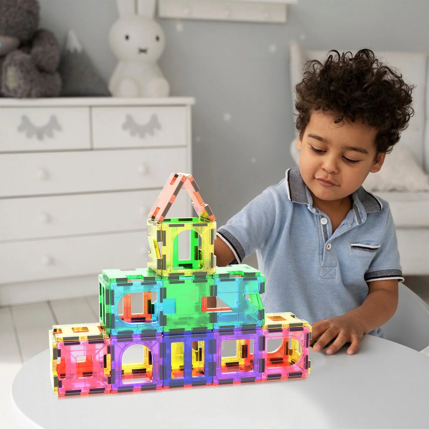 Magnetic Building Tiles Set for Kids – 42 Piece STEM Educational Construction Blocks, Creative Learning Toy for Toddlers & Children Ages 3+