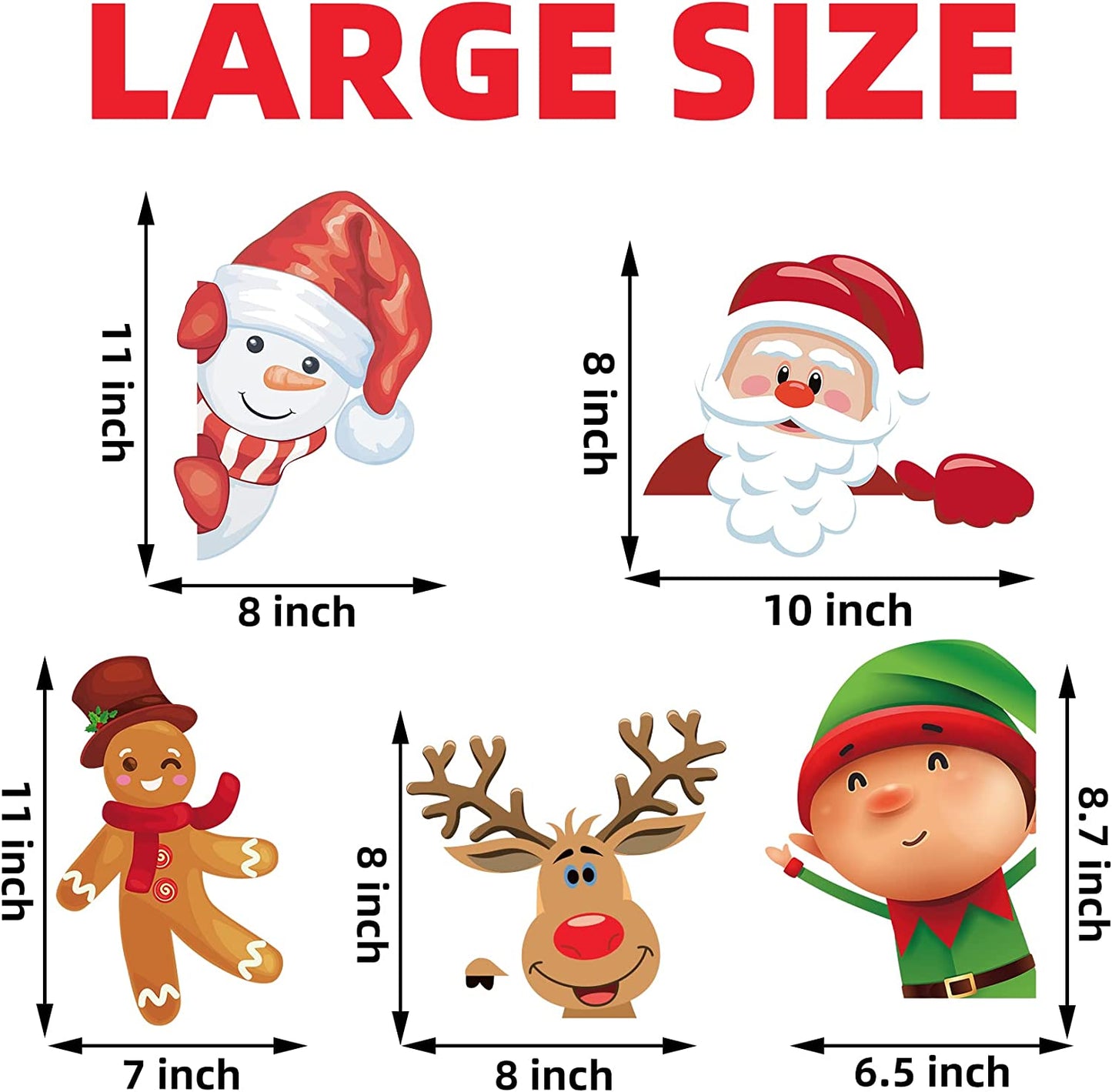 Holiday Window Clings – Cute Reusable Christmas Characters for Festive Home and Office Décor