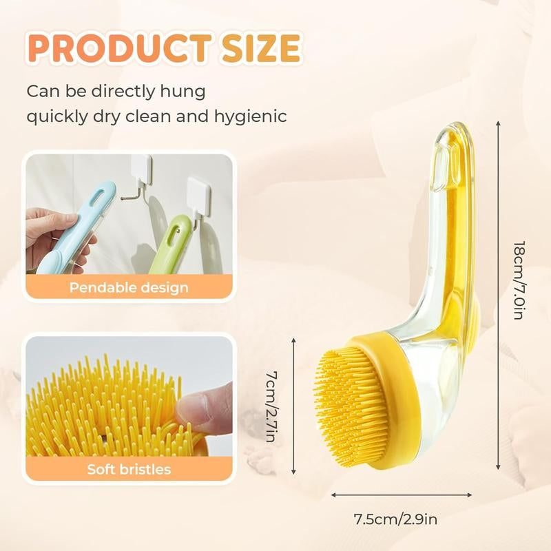 Pet Grooming Bath Brush – Shampoo Dispenser Scrubber for Dogs & Cats, Perfect for Long or Short Hair