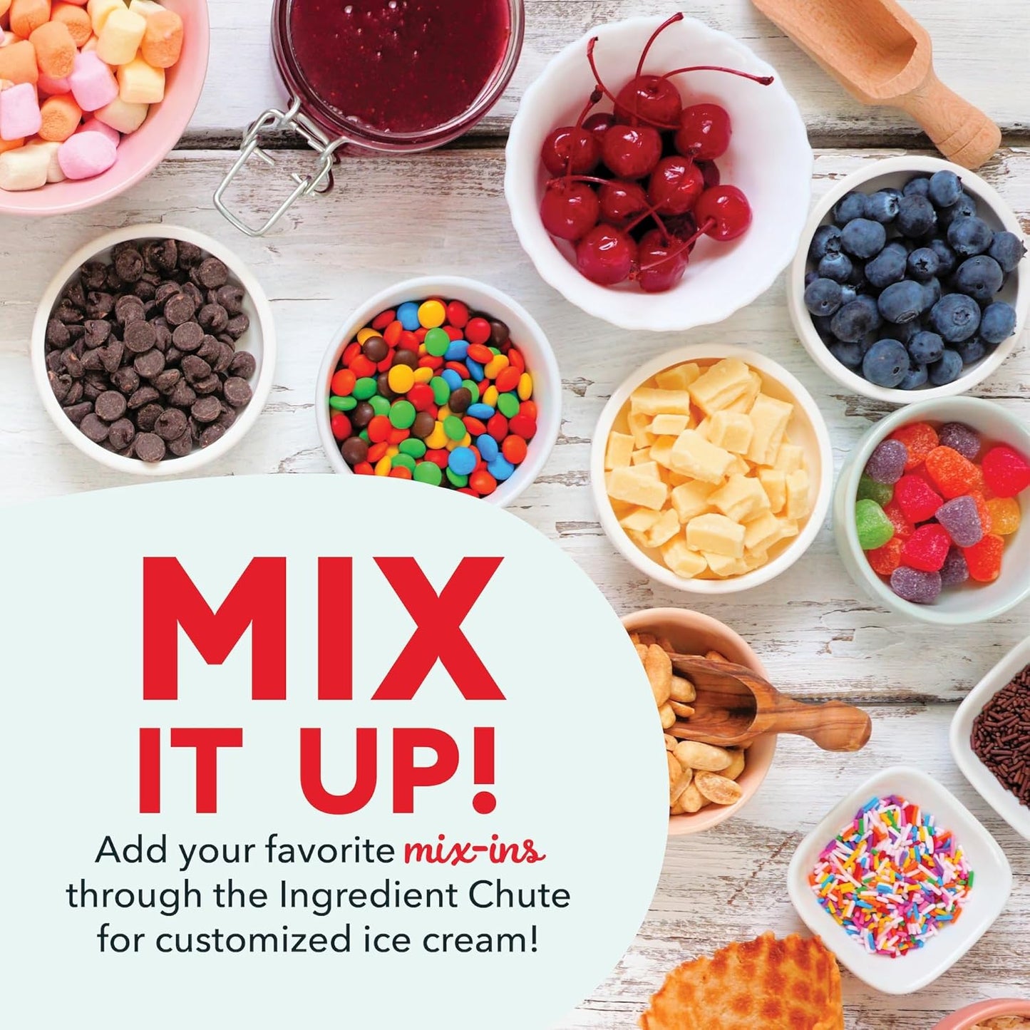 2Qt Electric Ice Cream Maker β Make Gelato, Frozen Yogurt & Sorbet at Home β Compact & Easy to Clean β Easy One-Touch Churn (Aqua and Cream)