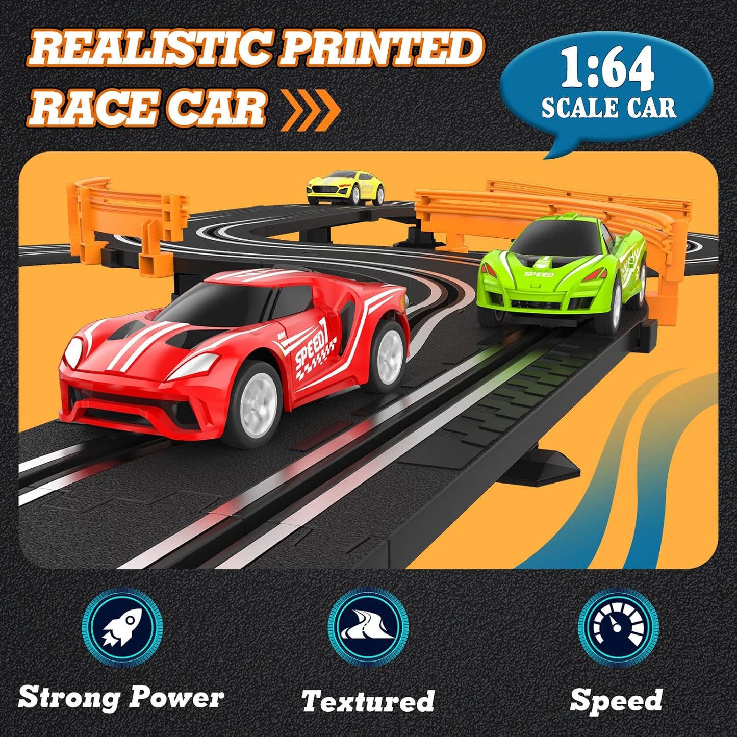 Slot Car Race Track Set – 18.4 ft Electric Racing Track with 4 Cars, Controllers & Lap Counter for Kids Ages 6–12
