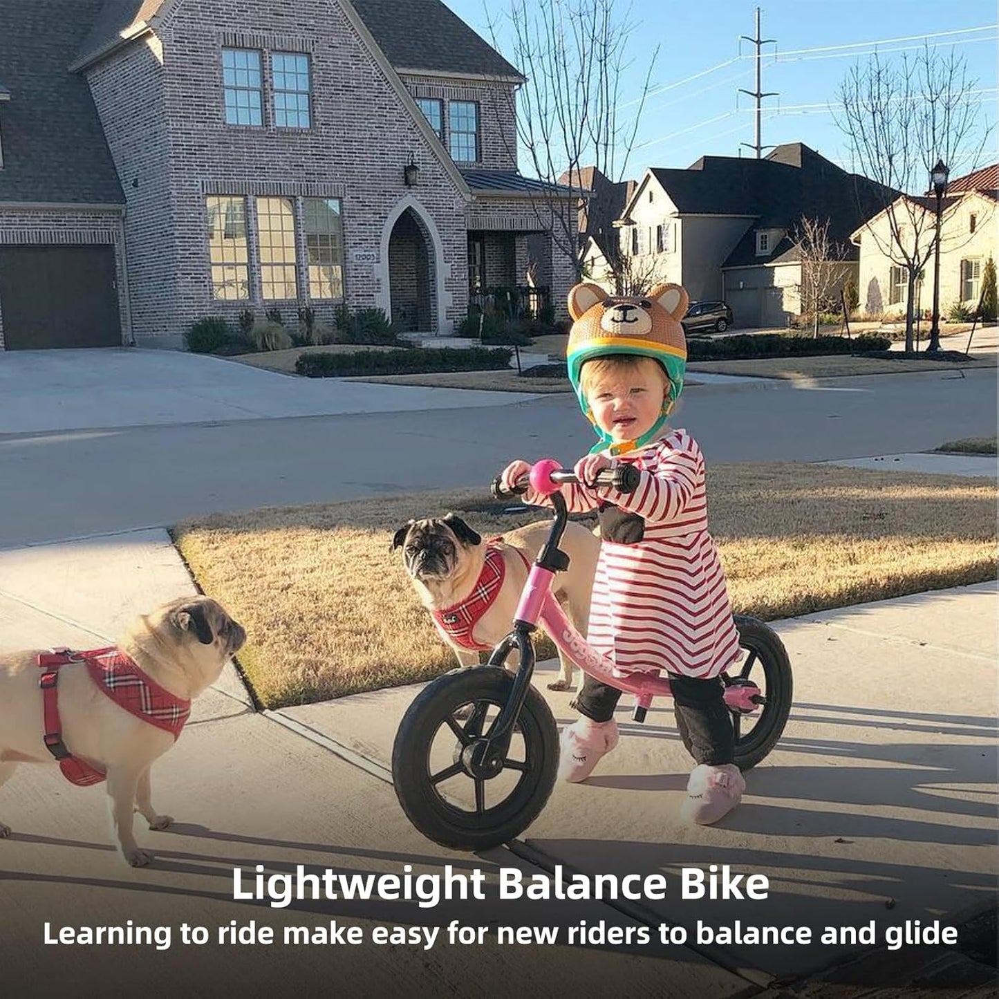 Toddler Balance Bike – No Pedal Kids Bike for Ages 18 Months to 5 Years with Adjustable Seat & Handlebar (Pink and Blue)
