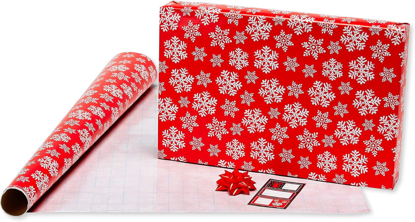 π Buffalo Plaid Christmas Wrapping Paper Set β Red & Black Holiday Gift Wrap with Snowflakes and Reindeer (4 Rolls, 120 Sq. Ft., 7 Bows & 30 Gift Tags)