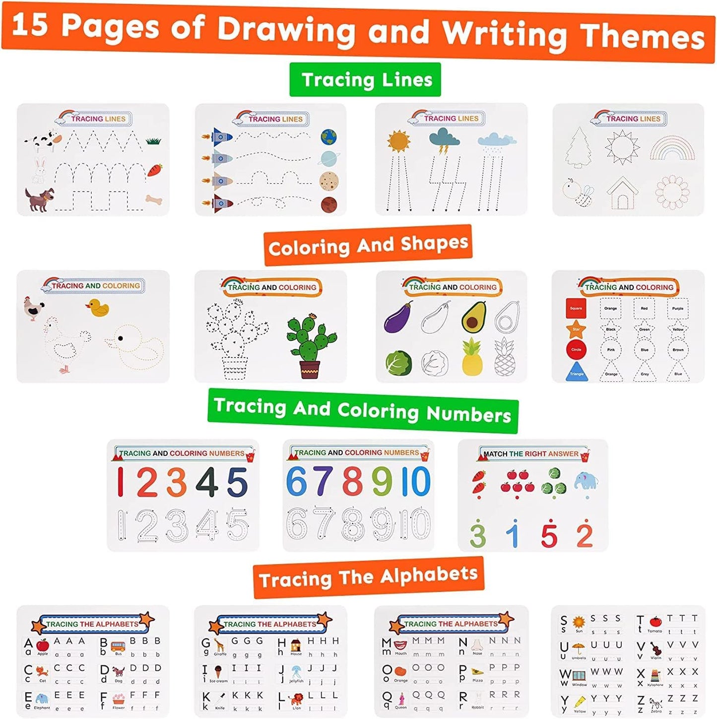 Busy Book Activity Binder for Kids 1–3 – Montessori Learning, 30 Themes, Drawing Set with 8 Markers – Ideal Gift