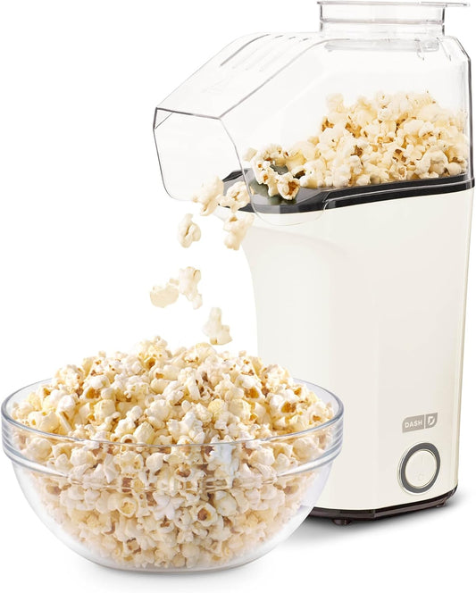 Fresh Pop Popcorn Maker - Oil-Free, Air Popcorn Popper - with Measuring Cup & Recipe Guide - Perfect for Movie Nights - 16 Cups, White