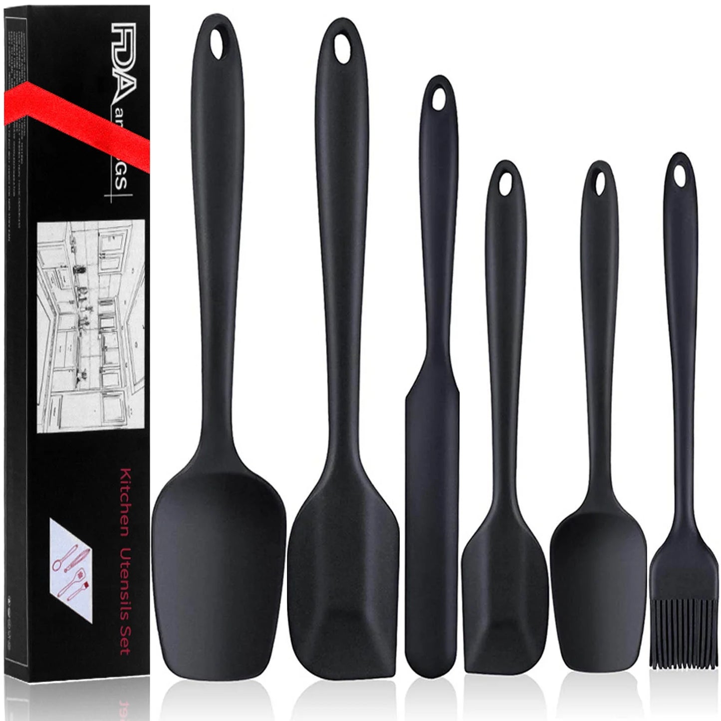 Premium Silicone Spatula Set – 6 Heat-Resistant Non-Stick Cooking & Baking Utensils with Stainless Core | Easy to Clean, Dishwasher Safe