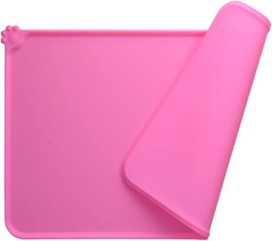 Silicone Pet Food Mat – Non-Slip Waterproof Placemat for Dogs & Cats (Pink, Blue, Black)