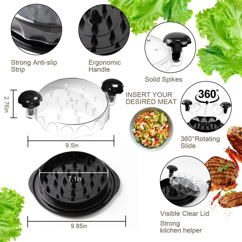 Kitchen Meat Shredder with Clear Lid & Anti-Slip Base – Easy Twist Chicken & Beef Shredder, Dishwasher Safe with Cleaning Brush