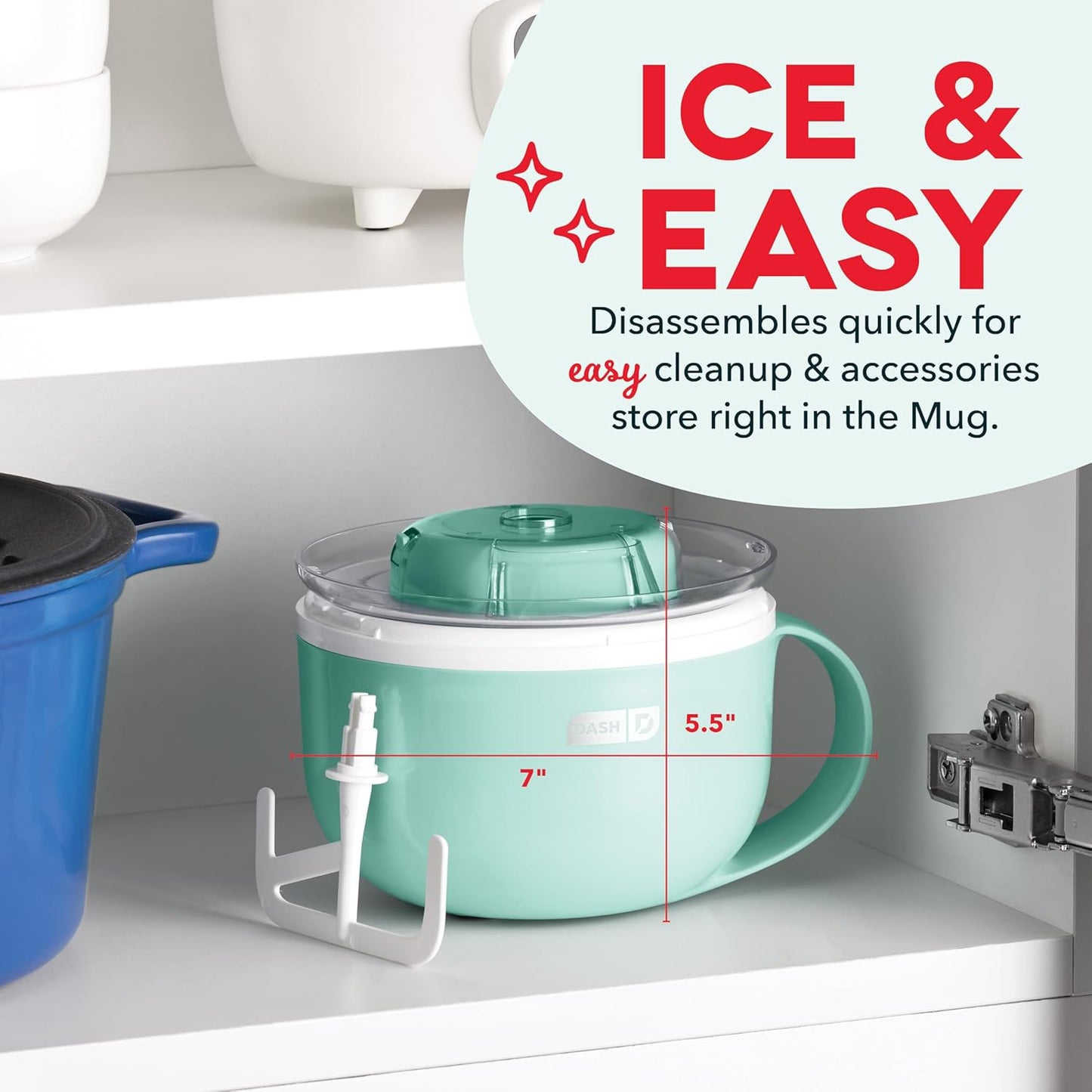 Compact Ice Cream Maker with Dual Bowls β Homemade Gelato, Sorbet & Frozen Yogurt (Aqua)