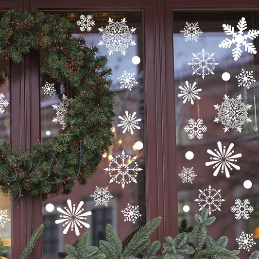 Christmas Snowflake Window Clings – 238-Piece Double-Sided Reusable Stickers (8 Sheets) for Festive Holiday Windows & Glass Décor