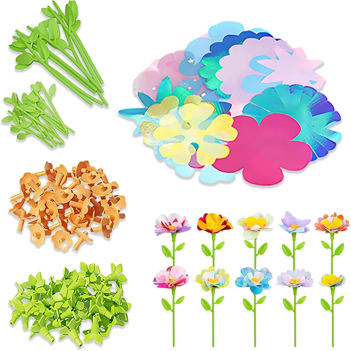Fabric Flower Bouquet Craft Kit – DIY Handmade Toy for Kids, Creative Market Playset, Perfect Birthday & Holiday Gift