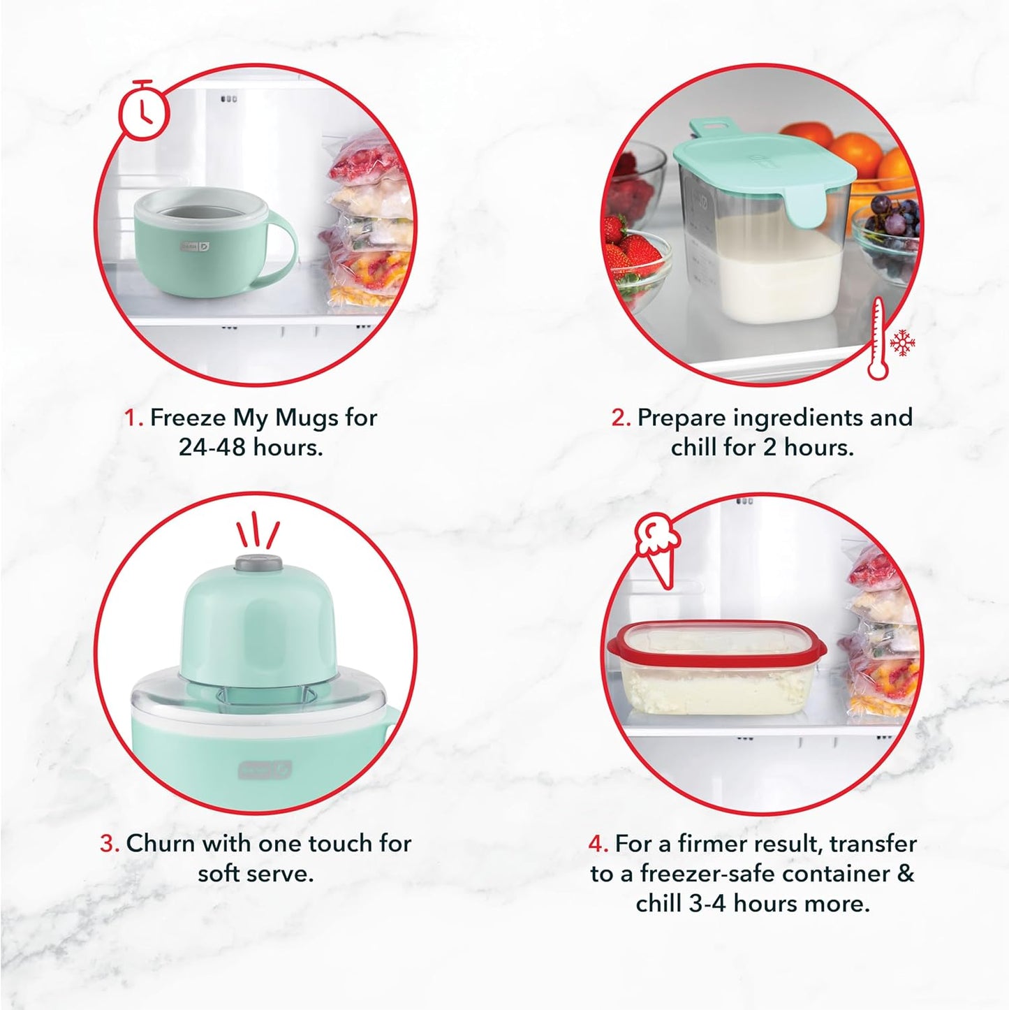 Compact Ice Cream Maker with Dual Bowls β Homemade Gelato, Sorbet & Frozen Yogurt (Aqua)