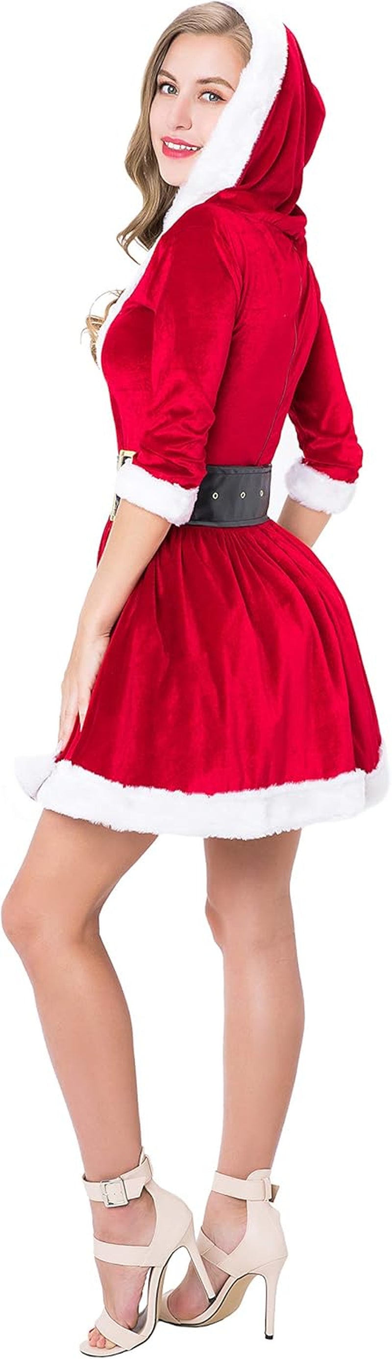 Mrs. Claus Santa Dress – 2-Piece Women’s Christmas Red Velvet Costume Outfit