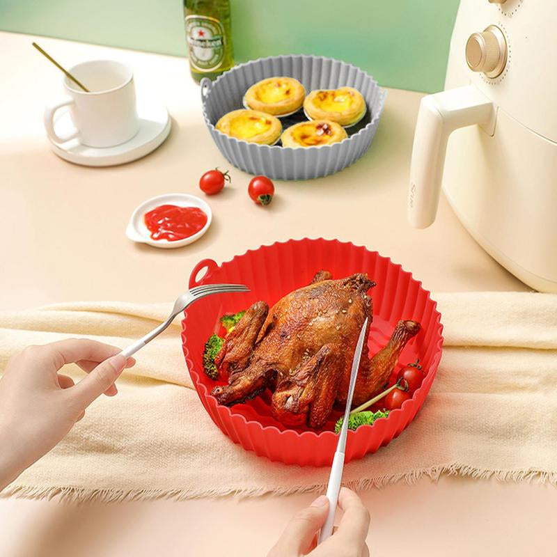 Air Fryer Liner with Handles – Reusable Silicone Insert, Heat Resistant & Non-Stick for Easy Cooking & Cleaning