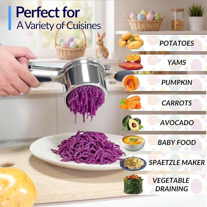 Stainless Steel Potato Ricer | Smooth & Fluffy Results
