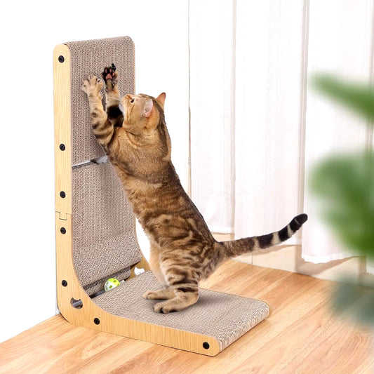 L-Shaped Cat Scratcher – 23.6 Inch Cardboard Scratch Pad for Indoor Cats, Durable Furniture Protector