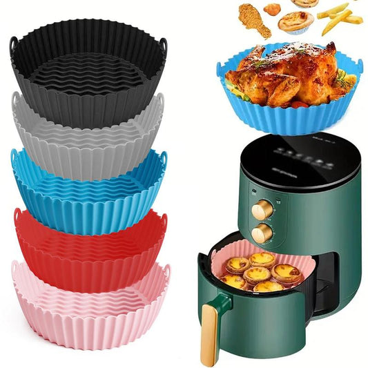 Air Fryer Liner with Handles – Reusable Silicone Insert, Heat Resistant & Non-Stick for Easy Cooking & Cleaning