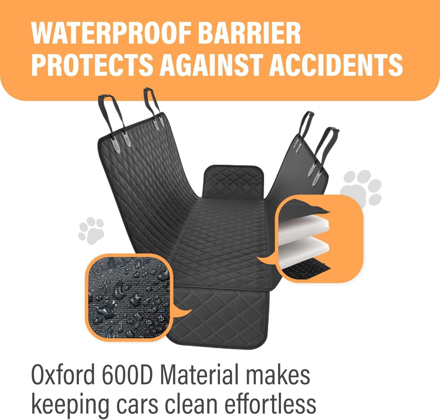 Waterproof Dog Car Seat Cover – Non-Slip Hammock Protector for Cars & SUVs (53" x 56")