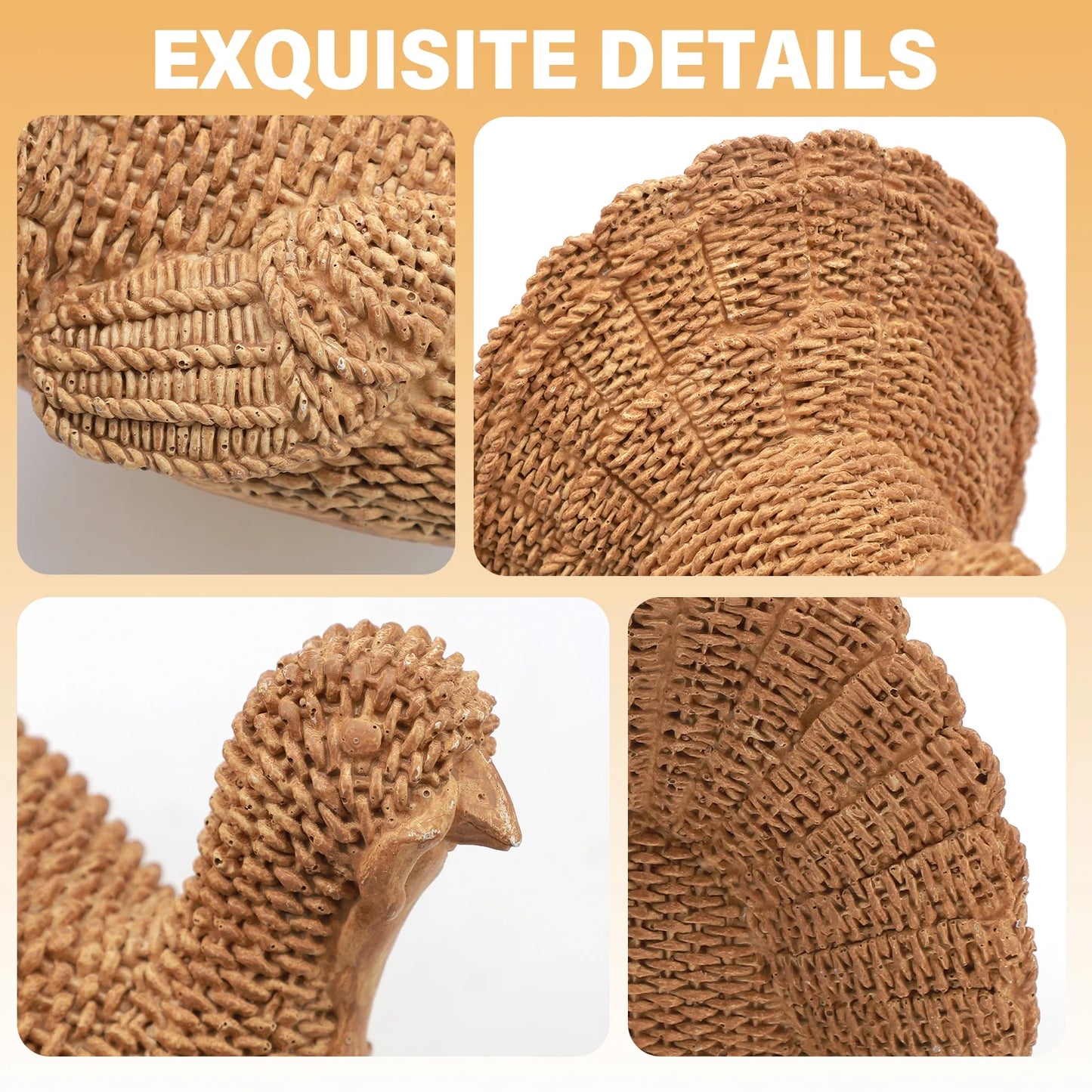 Thanksgiving Turkey Decoration – Rustic Fall Table Centerpiece for Home, Dining Room & Mantel Décor
