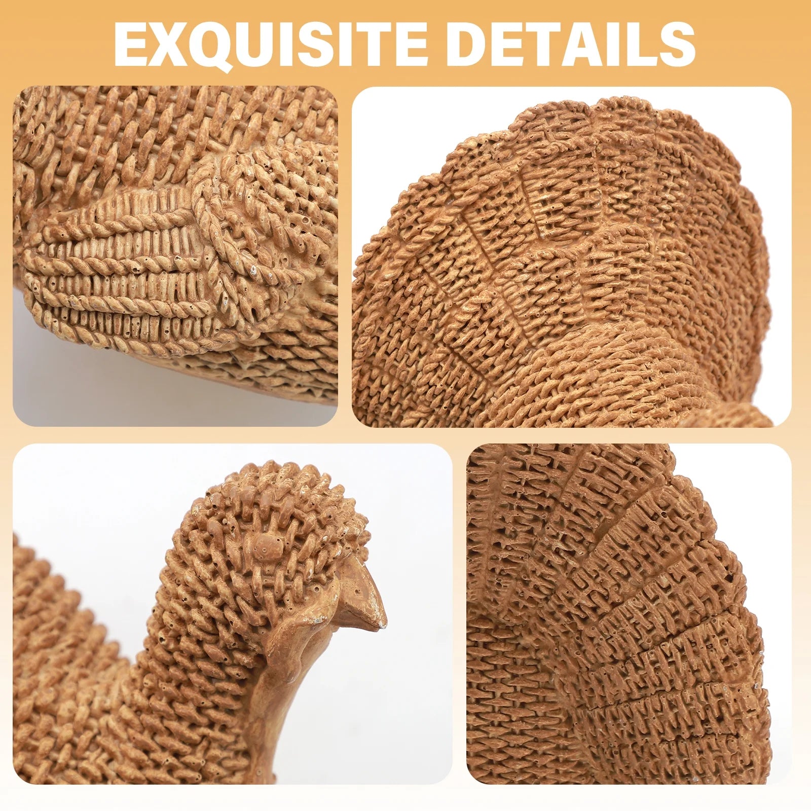 Thanksgiving Turkey Decoration – Rustic Fall Table Centerpiece for Home, Dining Room & Mantel Décor