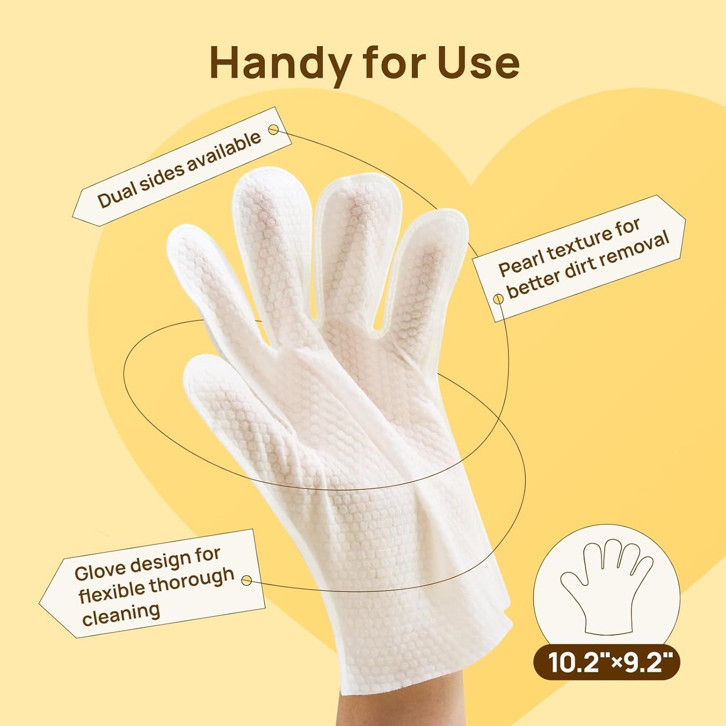 Cleaning Deodorizing Glove Wipes for Dogs & Cats, Vet Recommended Hypoallergenic Hydrating & Nourish Fur Pet Grooming Glove Wipes, Pet Bathing Wipes for Horse Coat Care,6Pcs Coconut Scent