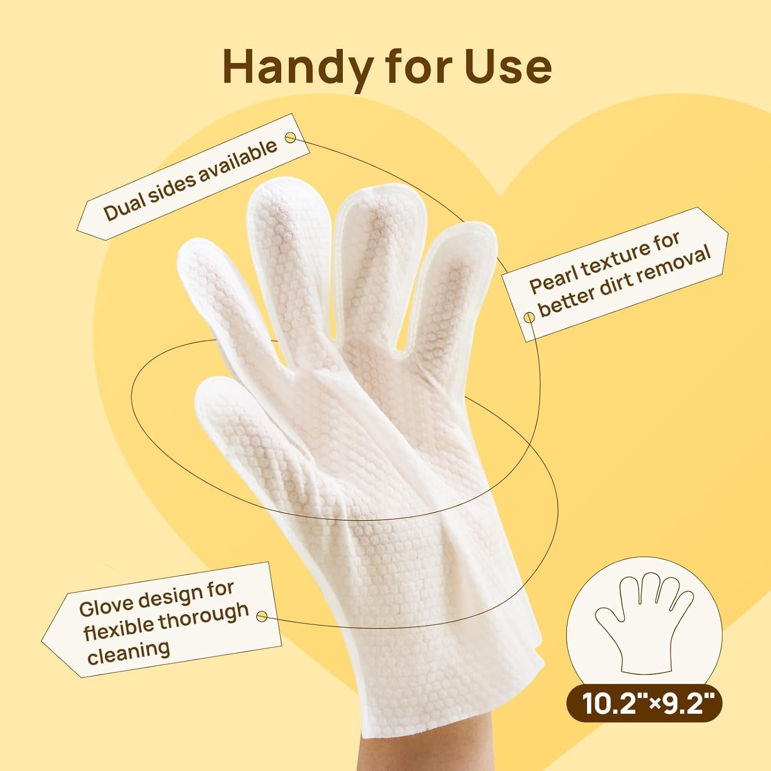 Cleaning Deodorizing Glove Wipes for Dogs & Cats, Vet Recommended Hypoallergenic Hydrating & Nourish Fur Pet Grooming Glove Wipes, Pet Bathing Wipes for Horse Coat Care,6Pcs Coconut Scent