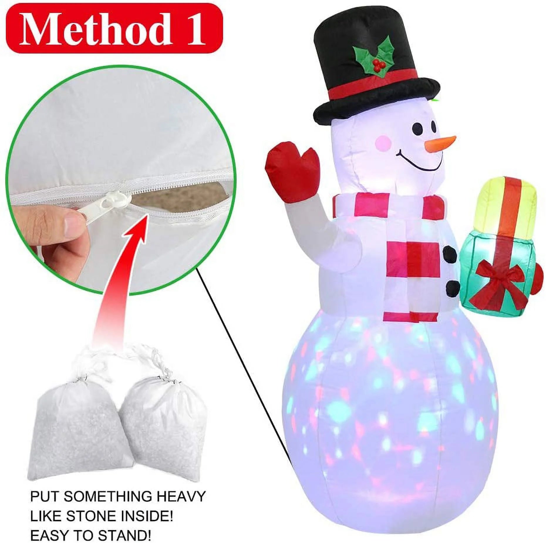 5FT Light-Up Snowman Inflatable – Outdoor Christmas Decoration with Rotating LED Lights