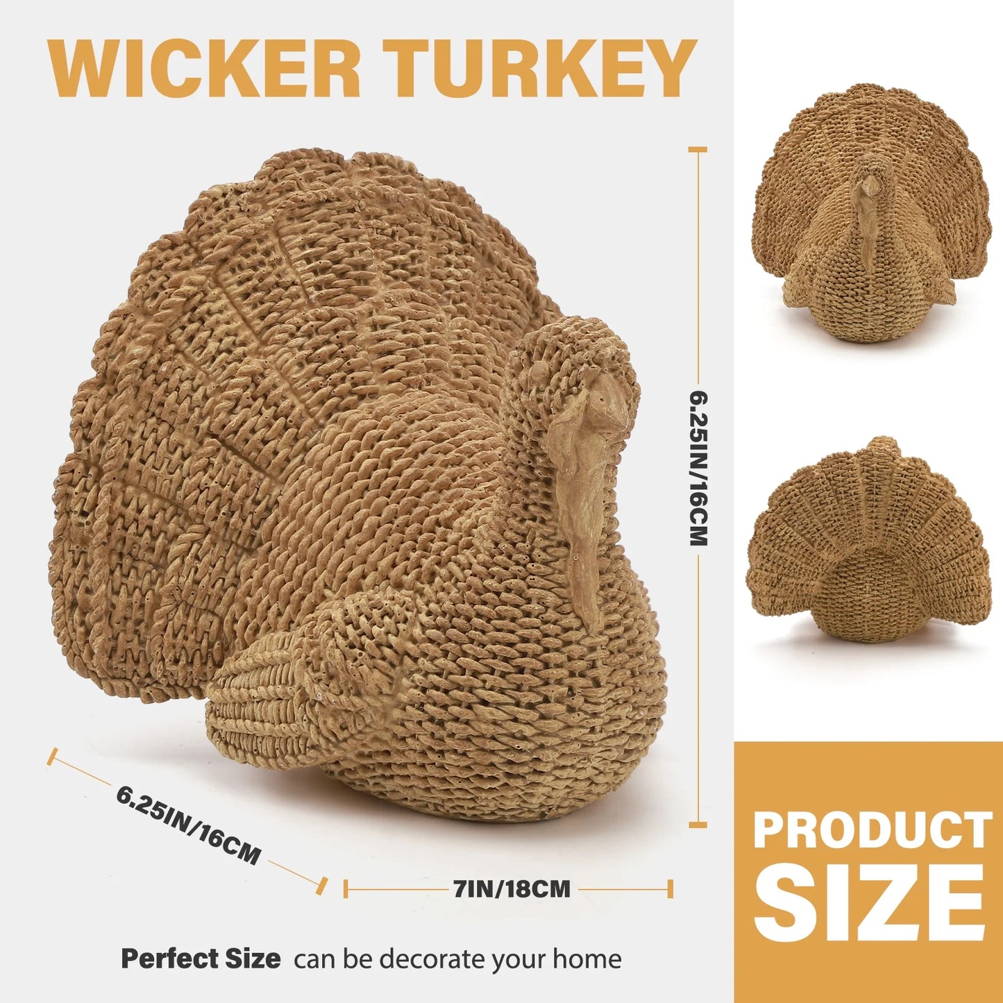 Thanksgiving Turkey Decoration – Rustic Fall Table Centerpiece for Home, Dining Room & Mantel Décor