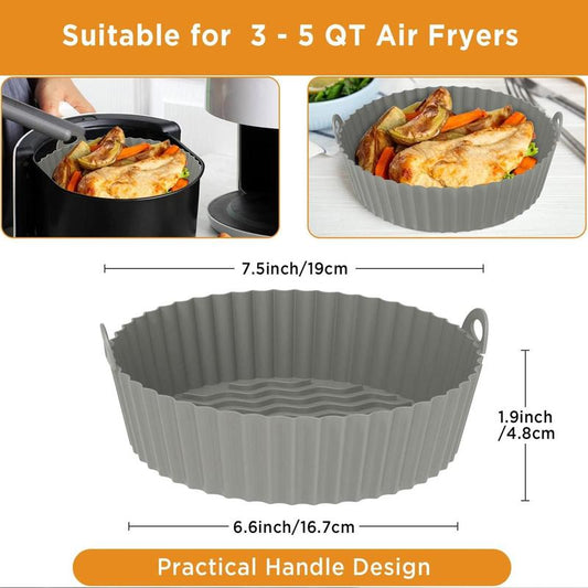 Air Fryer Liner with Handles – Reusable Silicone Insert, Heat Resistant & Non-Stick for Easy Cooking & Cleaning