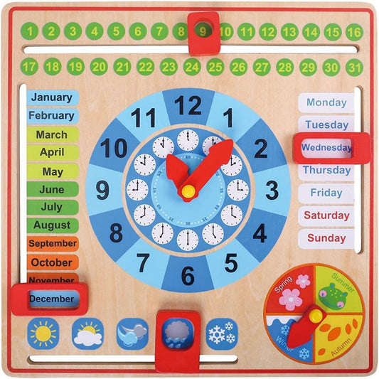 Montessori Wooden Calendar & Clock – Educational Busy Board Toy for Toddlers 3–4 Years | Preschool Learning Gift for Boys & Girls