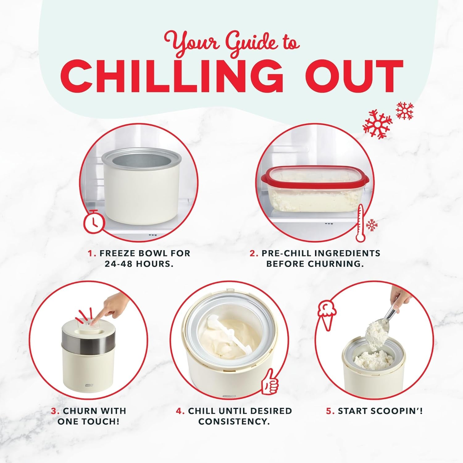 2Qt Electric Ice Cream Maker – Make Gelato, Frozen Yogurt & Sorbet at Home – Compact & Easy to Clean – Easy One-Touch Churn (Aqua and Cream)