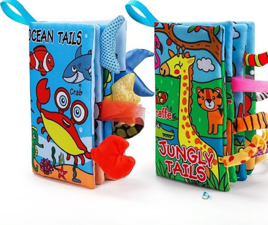 Premium 2-Pack Baby Touch & Feel Crinkle Books – Jungle & Ocean Sensory Toys for Newborns (0–12 Months)