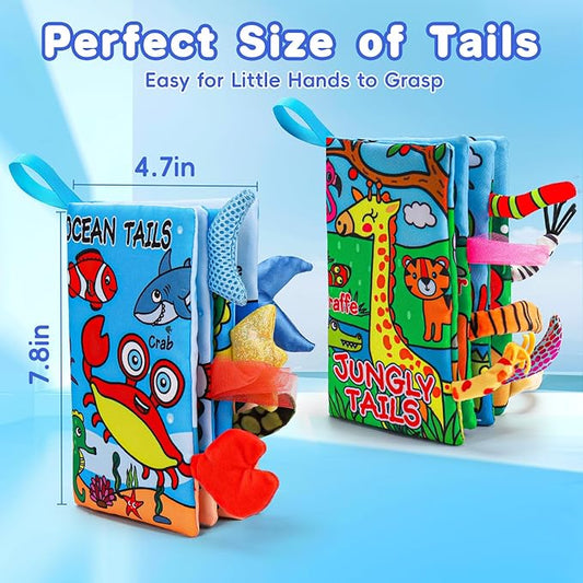 Premium 2-Pack Baby Touch & Feel Crinkle Books – Jungle & Ocean Sensory Toys for Newborns (0–12 Months)