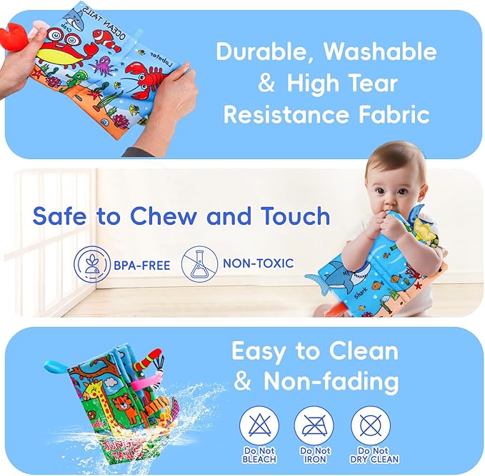 Premium 2-Pack Baby Touch & Feel Crinkle Books – Jungle & Ocean Sensory Toys for Newborns (0–12 Months)
