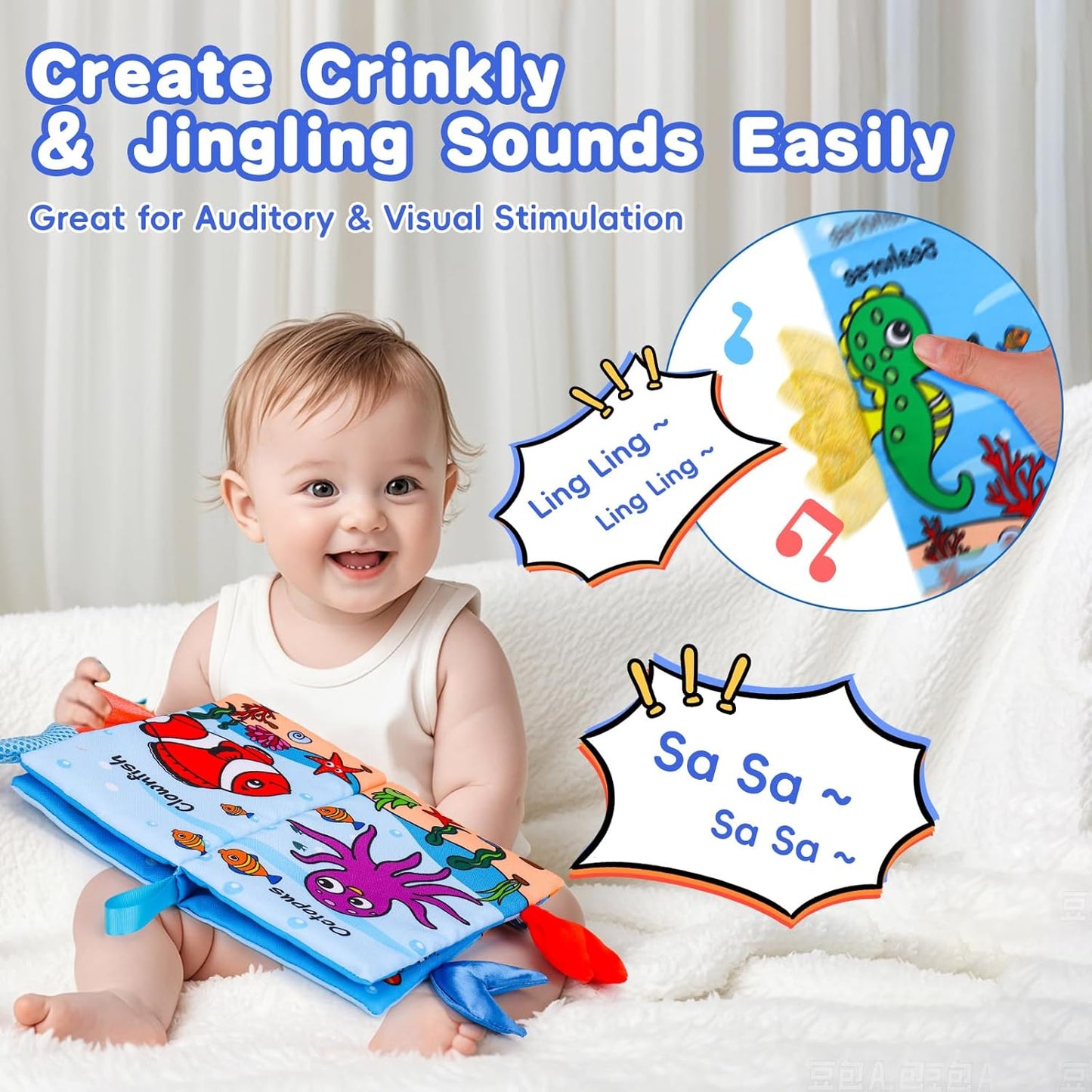 Premium 2-Pack Baby Touch & Feel Crinkle Books – Jungle & Ocean Sensory Toys for Newborns (0–12 Months)