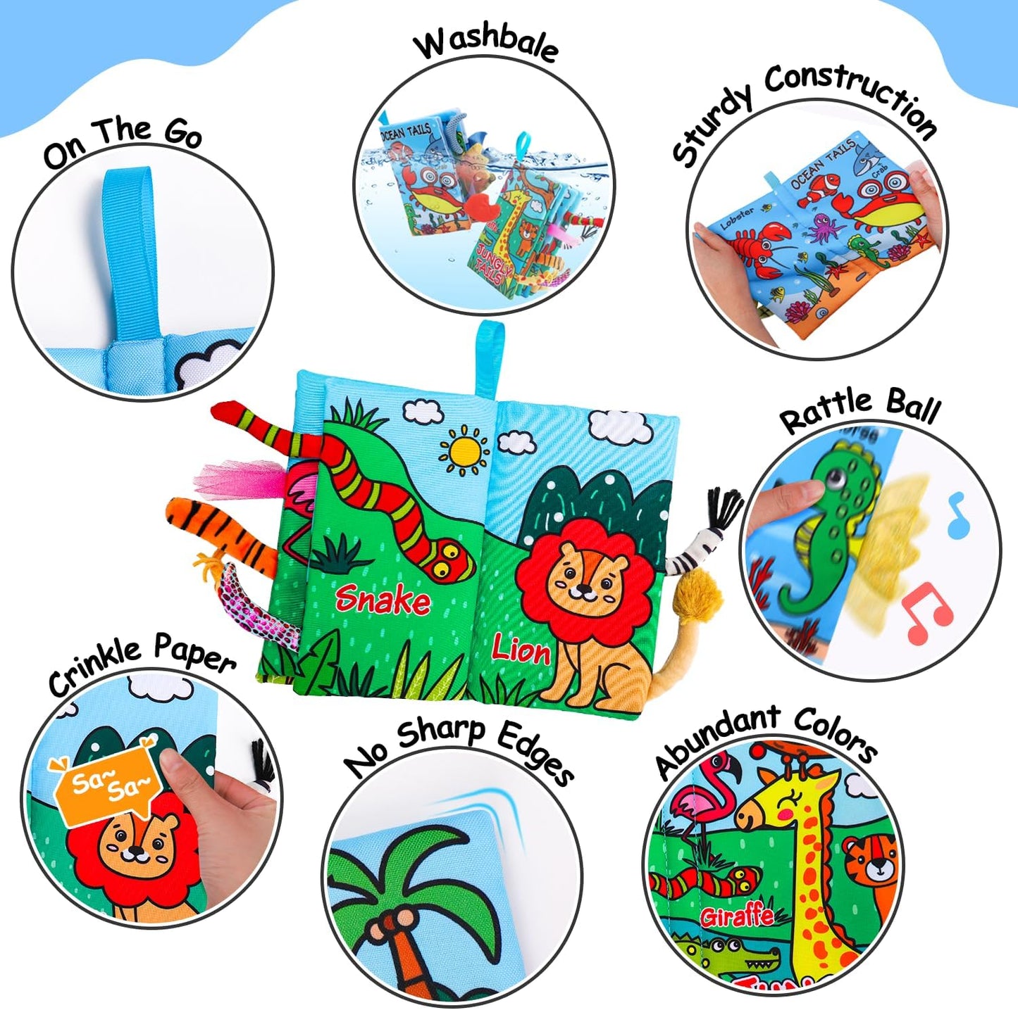 Premium 2-Pack Baby Touch & Feel Crinkle Books – Jungle & Ocean Sensory Toys for Newborns (0–12 Months)