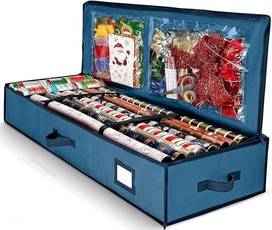 Gift Wrapping Paper Storage Organizer – with Pockets, Fits 24 Rolls Multiple Color Choices