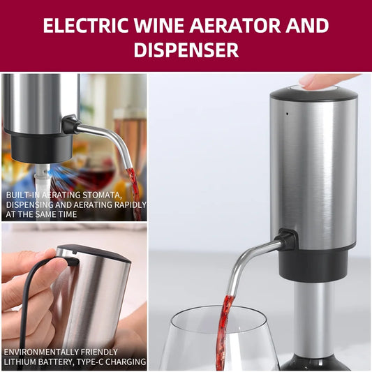 All-in-One Wine Opener Set – USB-C Rechargeable Corkscrew, Aerator, Vacuum Stoppers & Foil Cutter